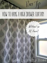 Hang A High Shower Curtain Without An Xl Liner Tall Shower Curtains Shower Curtain Lengths Diy Shower Curtain