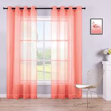 Room ideas bedroom coral pink bedroom home decor coral room comfortable bedroom bedroom interior beige bedroom home bedroom master bedroom colors. Amazon Com Coral Curtains 84 Inch Length For Bedroom Set 2 Panels Grommet Faux Linen Semi Voile Window Sheer Curtains For Living Room Decor 52x84 Long Kitchen Dining