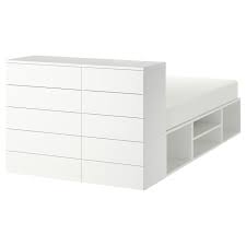 Platsa Cadre De Lit Avec 10 Tiroirs Blanc Fonnes Ikea Ikea Bettgestelle Bettgestell Ikea Kleines Schlafzimmer