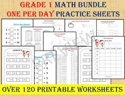 Grade 1 Math Workbook One Per Day 120 Math Worksheets Etsy Math Workbook Math Worksheets Basic Math Worksheets
