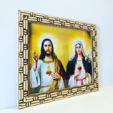 Sagrado coração de jesus / sagrado coração de maria. Fora De Linha Quadro Religioso Sagrado Coracao De Jesus E Maria Decorativo Pequeno