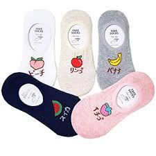 Womens Japanese Lettering Fruits Socks Peach Apple