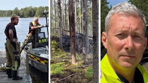 Skogsbrand utanför Borås: ”Vi åkte med båt”