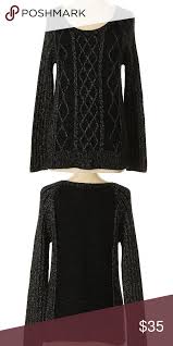 Black And Gold Sweater Apt 9 Sweater Medium Black Gold Metallic Cable Scoop Neckline Black With Gold Glitter Threads Cable Knit Long Sleeves Clothes Design Fashion Sweaters For Women