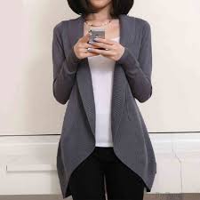Casual Cardigan Lapel Asymmetrical Hem Solid Long Sleeves Sweater Sweaters Cardigans Clothing Apparel Bygoods Com