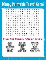Free Disney Word Search More Printable Travel Games For Kids Disney Word Disney Road Trip Disney Word Search