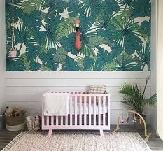 Tropical Wallpaper Island Inspired Nursery Design Pink Crib Modern Baby Girl Nursery Decorating I Tropical Home Decor Tropical Nursery Boys Room Decor
