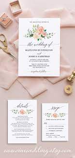 Wedding Invitation Set Printable Wedding Invitation Template Etsy In 2020 Wedding Invitation Templates Wedding Invitations Diy Floral Wedding Invitations