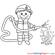 Fire fighter fred coloring pages. Fire Fighter Colouring Page Printable Free