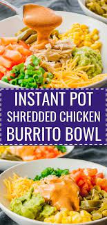 This Chipotle Qdoba Copycat Recipe Is An Easy Mexican Burrito Bowl With Instant Pot Shredded Chicken It Pot Recipes Instant Pot Recipes Pot Recipes Healthy