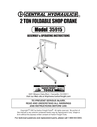 The wheels fit and worked perfect. Central Hydraulics 2 Ton Foldable Shop Crane 35915 User S Manual Manualzz