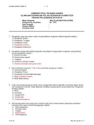 Tujuan pembelajaran setelah mempelajari materi peserta didik mampu : Inst Motor Listrik Titl Lembar Soal Ukk Bk 1819 Pdf