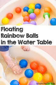 Floating Rainbow Balls In The Water Table Water Table Rainbow Activities Infant Activities