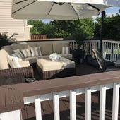 Now specific results from your searches! Behr Padre Brown Deck Paint With Ultra White Railings Small Deck Decorating Ideas Deck Decorating Ideas On A Budget Small Deck