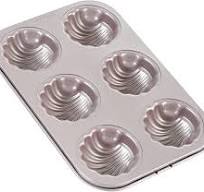 CHEFMADE Madeleine Mold Cake Pan, 6-Cavity Non-Stick Spherical Shell  Madeline Bakeware for Oven Baking (Champagne Gold)