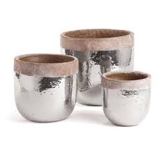 Napa Home And Garden Round Sterling 3 Piece Pot Planter Set From Hayneedle Com Planters Planter Pots Ceramic Planters
