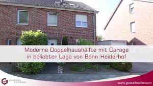 Im auftrag der eigentümer bieten wir diesen bungalow an, welcher vollständig möbliert ist und auf zeit vermietet wird. K1705119 Bonn Heiderhof Moderne Doppelhaushalfte Mit Garage Und Garten Youtube