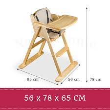 Wooden Folding Baby Highchair Fold Away Baby High Chair Beech Colour Nanny Annie
