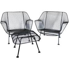 Pair Of Woodard Wrought Iron With Mesh Lounge Chairs From A Unique Collection Of Antique And M Fabric Lounge Chair Accent Chairs For Sale Wrought Iron Chairs