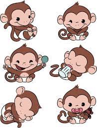 At the bottom of the u shape, draw a swirly tail, and add arms and legs near the top and bottom of the body, respectively. Six Baby Monkeys All Doing Different Things Rocking Looking Mischievous Cute Playing With A Rattle D Monkey Drawing Cute Monkey Illustration Monkey Tattoos