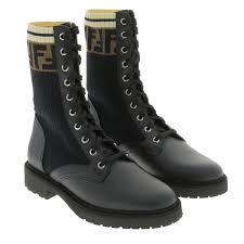 100% calf subscribe my channel! Fendi Denim Rockoko Combat Boots In Black Save 25 Lyst