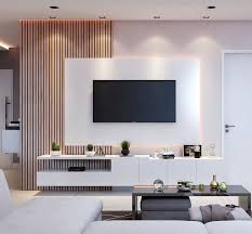 Wunderschones Tv Panel Das Dem Layout Des Lattenrosts In Der Eingangshalle Fol In 2020 Living Room Design Modern Living Room Tv Unit Designs Living Room Tv Unit