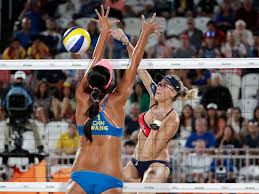 Beach volleyball player on net. Pristine Olympic Sand Doesn T Stick To Beach Volleyball Players