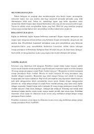 Bahagian ini membincangkan reka bentuk kajian, sampel kajian, instrumen kajian, cara pengumpulan data dan cara analisis data. Doc Titas Puteri Farah Academia Edu