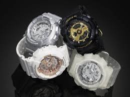 This lineup dresses up various models from popular series, including mudman, in glossy black designs. The Baby G Ba110 Watch Series In Black Gold White Rose Gold Platinum And Translucent Silver L Etage Magazine