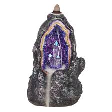 Backflow incense cones work because there is a hole drilled into them which allows the smoke, which is heavier then air, to travel. Light Up Geode Crystal Cave Backflow Incense Burner Secret Self