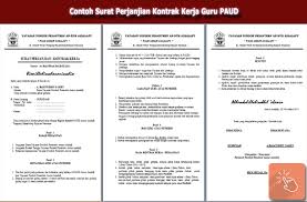 Oleh karena kontrak kerja merupakan acuan untuk karyawan dan perusahaan dalam bekerja sama, isi kontrak kerja merupakan hal yang penting dan dalam prakteknya harus dapat dipertanggungjawabkan. Contoh Surat Kontrak Kerja Guru Paud Contoh Surat