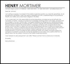 Safety Supervisor Cover Letter Sample Cover Letter Templates Examples