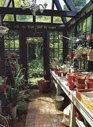 The Chandelier Is A Nice Touch In This Potting Shed Greenhouse Gardening Greenhouse Potting Sheds