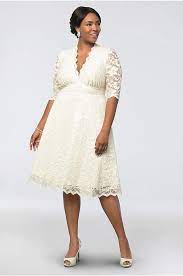 View 3 4 Sleeves Short Wedding Dress At David S Bridal Plus Size Short Dresses Plus Size Wedding Dress Short Casual Wedding Dress