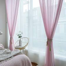 Korean Esthetical Sheer Curtain Simple Pink Sheer Curtain Solid Soft Bedroom Living Room Fabric Pink Sheer Curtains Blue And Pink Living Room Aesthetic Bedroom