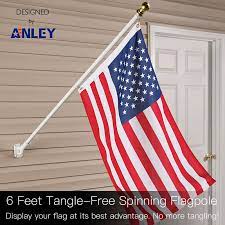 Tangle free spinning flag pole aluminum 6ft durable rust free wind resistant. Tangle Free Spinning Flagpole 6ft For Flag 3 X 5 Ft Anley Flags