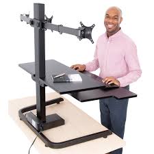 Techtonic Electric Triple Monitor Mount Standing Desk Converter Stand Steady