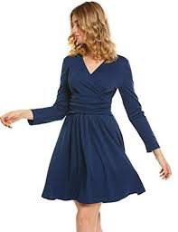 Zeagoo Women Loose Flowy V Neck Long Sleeve Pretty Cocktail Dress Dresses Dresses For Work Cocktail Dress