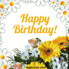 Beautiful flowers and the golden lettering. Happy Birthday Flower Images Download Gif Tap To Send Ecard