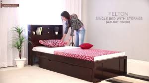 To complement this mattress a beautifully constructed divan solid top base. Single Beds Buy Felton Single Bed With Storage Walnut Finish Online Wooden Street Youtube