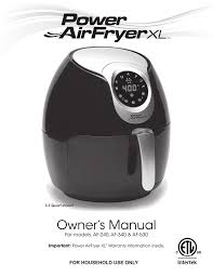 Owner S Manual Power Airfryer Xl Manualzz