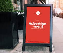 Free Outdoor Advertisement Wooden Banner Stand Mockup Banner Stands Banner Advertising Mockup Psd