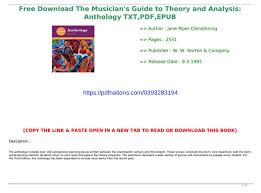 Norton & company today and save up to 80% compared to the print version of this textbook. Free Download The Musician S Guide To Theory And Analysis Anthology Txt Pdf Epub Text Images Music Video Glogster Edu Interactive Multimedia Posters
