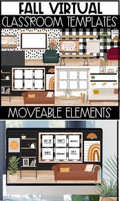 Fall Virtual Classroom Templates Distance Learning Virtual Classrooms Classroom Elementary Classroom Decor