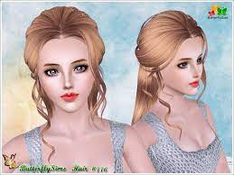Half Up With Curly Stripes Hairstyle By Butterfly Sims For Sims 3 Sims Hairs Http Simshairs Com Half Up With Curly Stripes Hairstyl Sims Sims Hair Sims 3