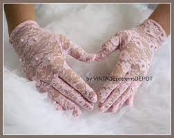 BEADED PINK Lace Gloves With Pearl Beads NEW Gloves Full - Etsy New Zealand