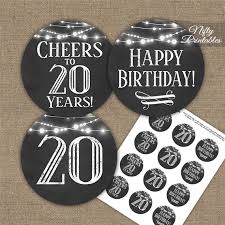 Happy anniversary cake topper svg anniversary svg files happy anniversary printable sign cake topper printable anniversary party signs. 20th Birthday Cupcake Toppers Chalkboard Lights Nifty Printables