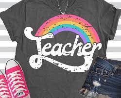 Download Svg Teacher Svg Rainbow Retro Teacher Shirt Svg High Teacher Shirt Designs Teacher Shirts School Shirt Designs