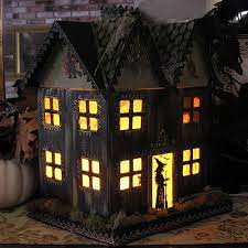 Paper Mache Haunted House Vintage Halloween Decorations Halloween Haunted Houses Halloween Miniatures