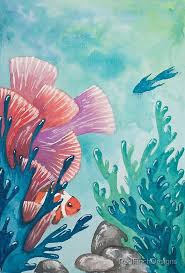Canvas on hardboard, professional oil paints, palette knife, brushes, acrylic primer. Watercolor And Gouache Underwater Coral Reef Painting Add A Bit Of The Ocean To Your Home Or Wardrobe Ocean Art Painting Coral Painting Underwater Painting